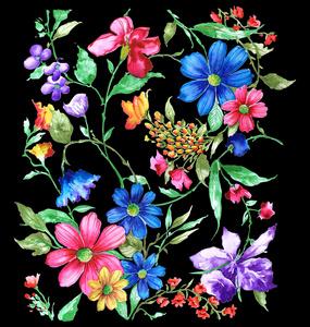 无缝的水彩图案,植物区系的热带花卉照片